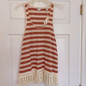 NWT Scotch & Soda Tank Top Women’s Sleeveless Stripes Linen Fringe Boho